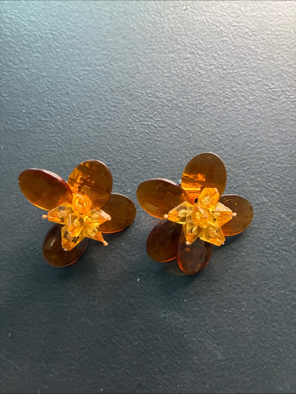 Amber Floral Clip-On Earrings